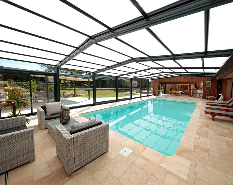 Abri piscine haut adossé Prestige - piscine 5 x 10 m