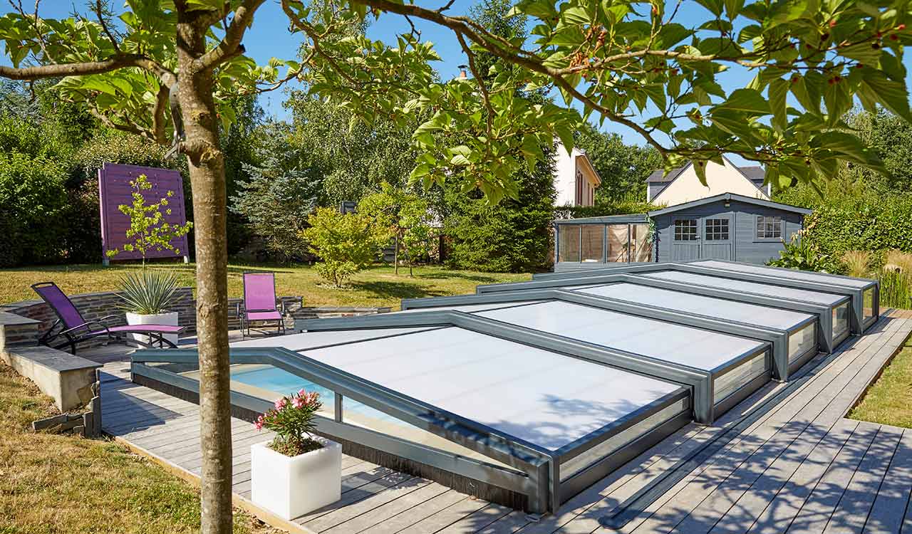 Abris bas Rénoval télescopique en aluminium noir- 49