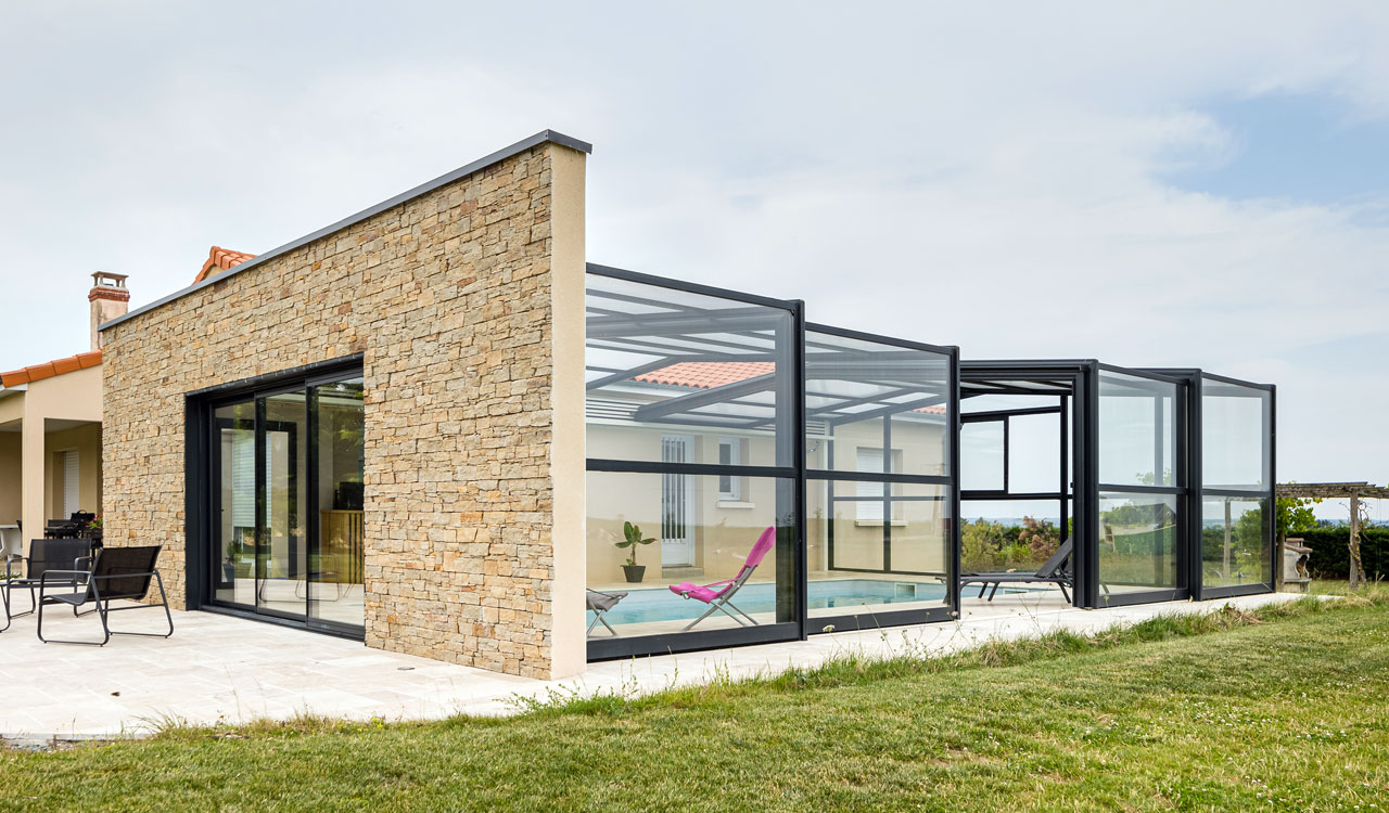 Abris de piscine haut-adossé Rénoval