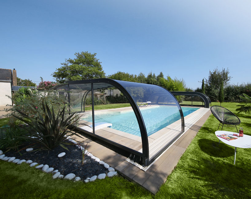 Abri piscine mi-haut Confort - piscine 5 x 10 m