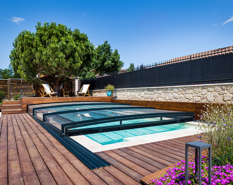 Abri piscine semi-plat Confort - piscine 3 x 6 m