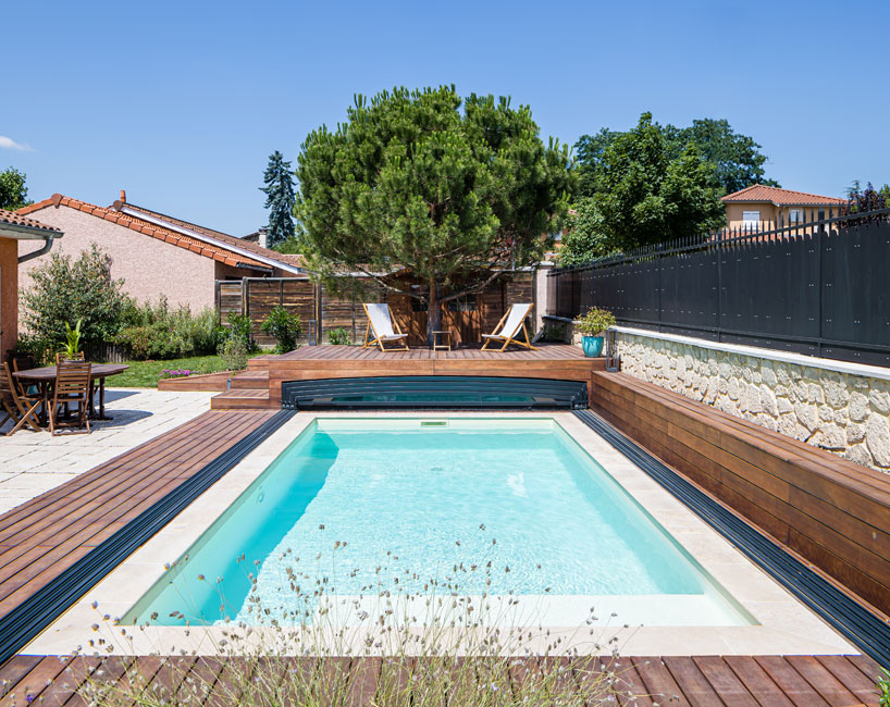 Abri piscine semi-plat Confort - piscine 3 x 6 m
