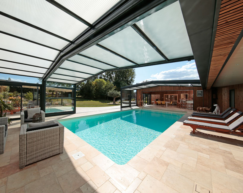 Abri piscine haut adossé Prestige - piscine 5 x 10 m