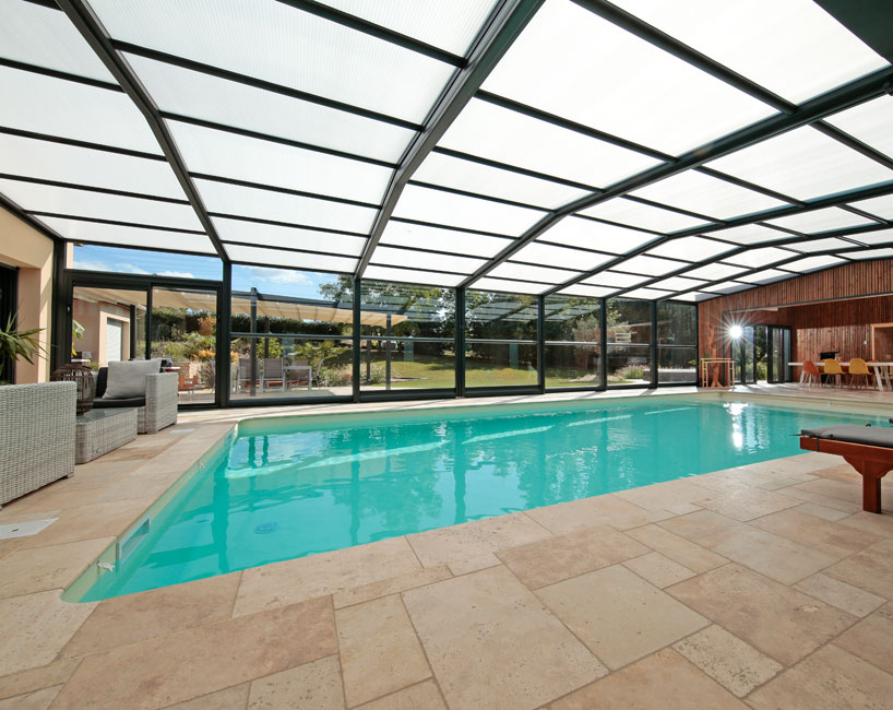 Abri piscine haut adossé Prestige - piscine 5 x 10 m