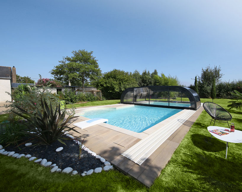 Abri piscine mi-haut Confort - piscine 5 x 10 m