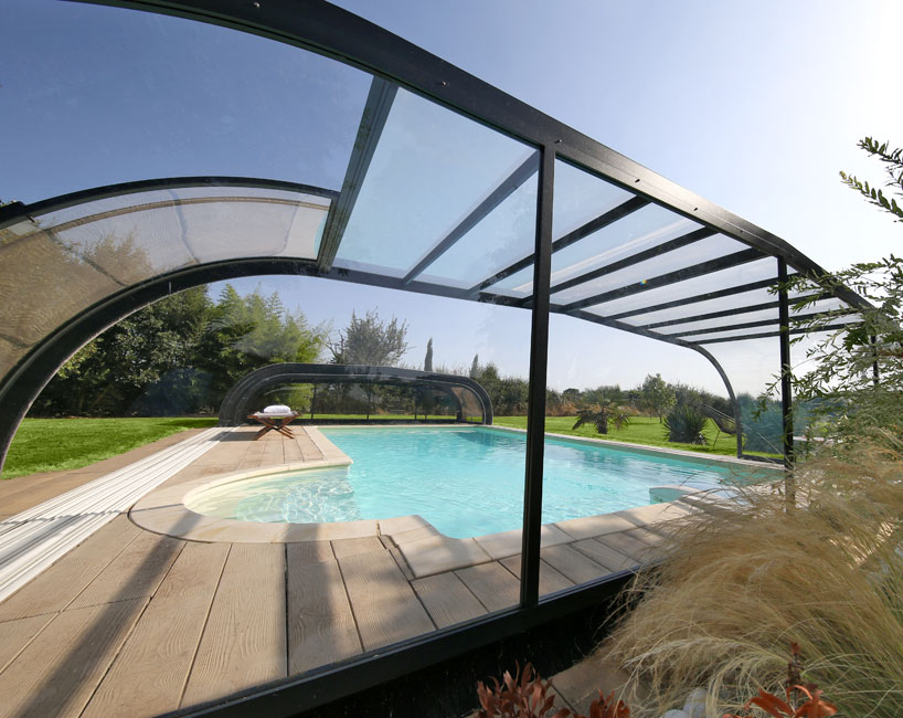 Abri piscine mi-haut Confort - piscine 5 x 10 m