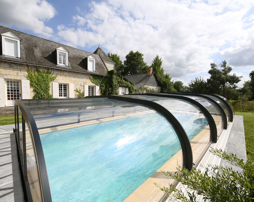 Abri piscine mi-haut Confort - piscine 4 x 8 m