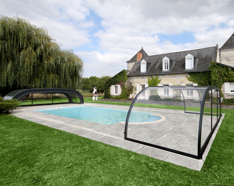 Abri piscine mi-haut Confort - piscine 4 x 8 m
