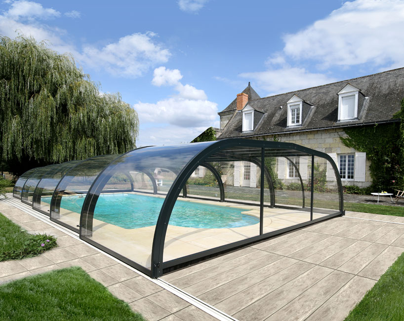 Abri piscine mi-haut Confort - piscine 4 x 8 m