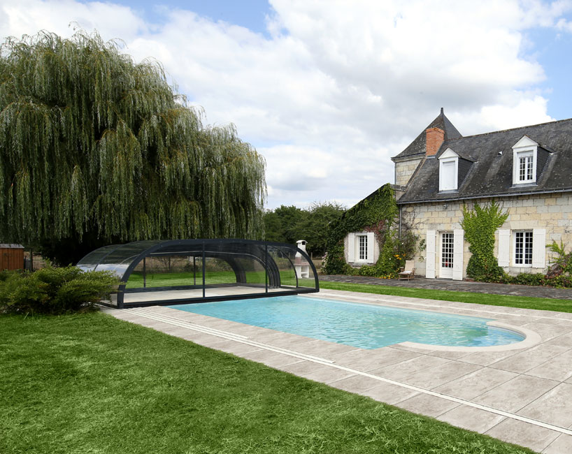 Abri piscine mi-haut Confort - piscine 4 x 8 m