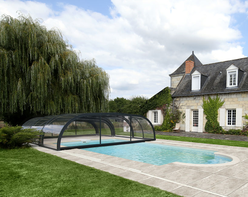 Abri piscine mi-haut Confort - piscine 4 x 8 m