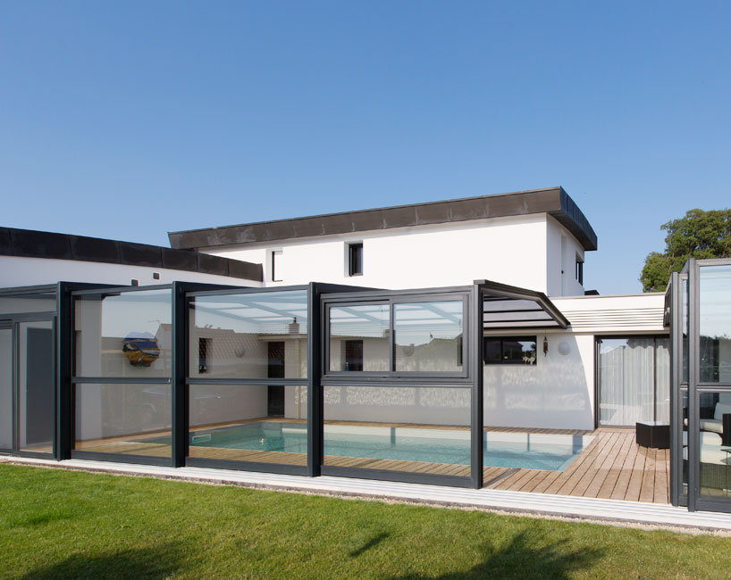 Abri piscine haut adossé Prestige - piscine 4 x 8 m